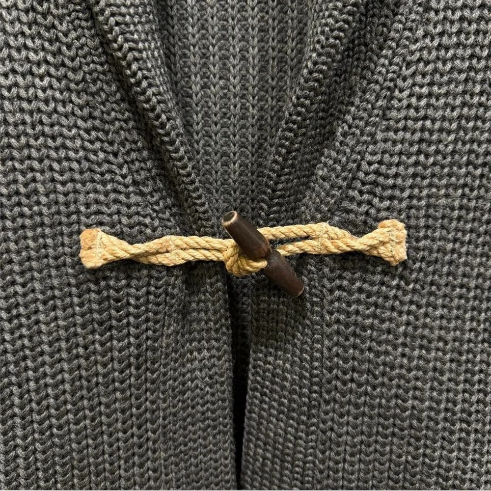 J. Crew Chunky 100% Wool Ribbed Toggle Closures Shawl Collar Cardigan Sz M Green